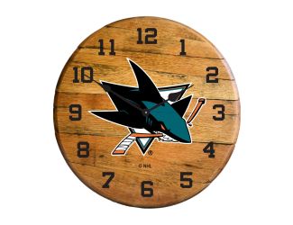 San Jose Sharks Oak Barrel Clock