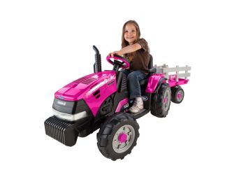 Case IH Magnum Tractor w/ Trailer 12V Ride-On Pink