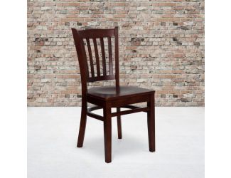 Vertical Slat Back Mahogany Wood Restaurant Chair - Hospitality Seating