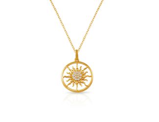 PARIKHS Gold Plated MOP CZ Sun Necklace in 925 Sterling Silver