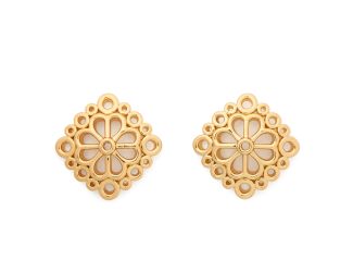 Spade Flower Lace Studs - Gold