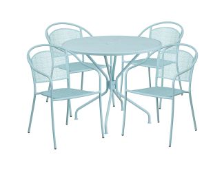 5pc Round Steel Patio Set: Blue