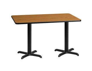 30" x 60" Natural Laminate Table Top with 22" x 22" Table Height Bases