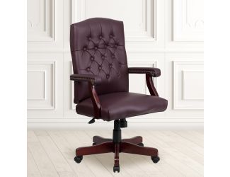 Martha Washington Burgundy LeatherSoft Executive Swivel Office Chair with Arms