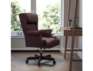 High Back Tufted Burgundy LeatherSoft Ergonomic Chair with Oversized Headrest