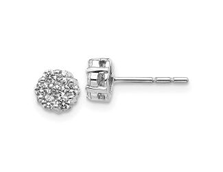 14K White Gold Lab Grown Diamond Cluster Screwback Earring, 1.2ctw