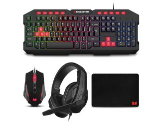 Campaign Gaming Bundle Black - Keyboard Mouse Headset Mouse Pad