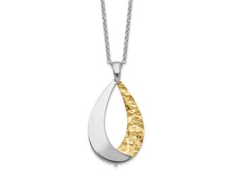 Sterling Silver Rhodium-plate Gold-plate Diamond Cut 18in Necklace