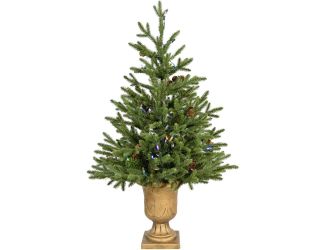 4-Ft. Noble Fir Artificial Tree with Metallic Urn Base and Multi-Colored LED String Lights