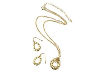 Golden Raindrop Pearl Necklace & Earring Set