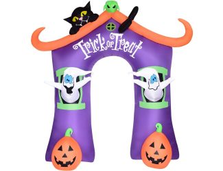 9-Ft. Inflatable Pre-Lit Trick or Treat Walkway Arch with Black Cat, Jack-O-Lantern, and Ghost