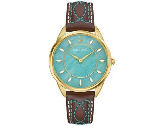 Ladies' Sutton Leather Strap watch, Turquoise MOP dial