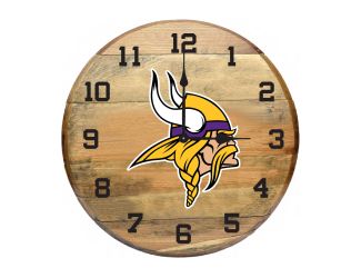 Minnesota Vikings Oak Barrel Clock