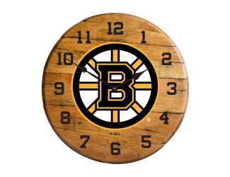 Boston Bruins Oak Barrel Clock