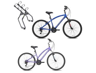Northway Men's and Women's Comfort Bike plus Sentinel 3 Trunk Mount Bike Rack Package