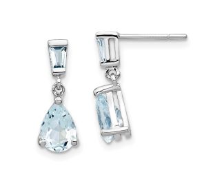 14k White Gold Aquamarine Dangle Earrings