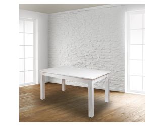 60" x 38" Rectangular Antique Rustic White Solid Pine Farm Dining Table