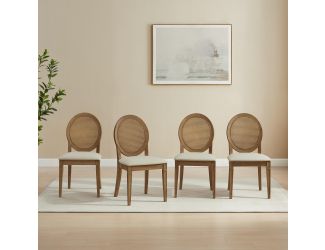 Katia 4-Piece Upholstered Cane-Back Dining Chair Set