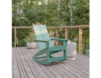 Modern 2-Slat Adirondack Poly Resin Rocking Chair - Indoor/Outdoor Use-Sea Foam
