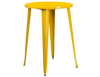 30" Round Yellow Metal Indoor-Outdoor Bar Height Table - Industrial Table