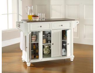 Cambridge Stainless Steel Top Kitchen Island (White)