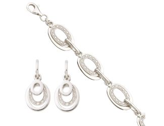 Diamond Bracelet and Earring Set
