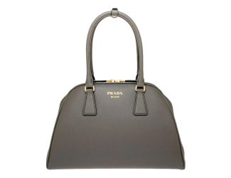Prada Saffiano Soft Calfskin Top Handle Handbag Medium Marmo Gray