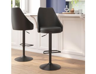 Commercial Brown LeatherSoft Adjustable Height Pedestal Bar Stools - Set of 2