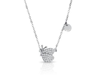 PARIKHS Rhodium Plated Butterfly CZ Necklace in 925 Sterling Silver