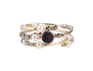Gold & Marcasite Faux Stone Wrap Bracelet