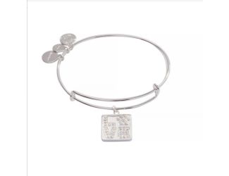 Love Paw Print Charm Bangle - Shiny Silver