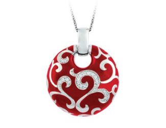 Belle Etoile Round Cubic Zirconia studded Red Background Royale Pendant - 925 SS with chain