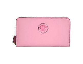 Versace La Medusa Baby Pink Long Zip Around Wallet