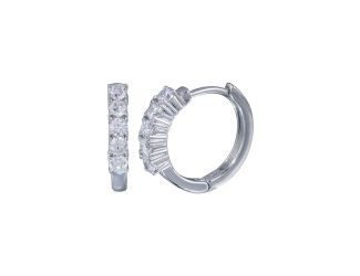 PARIKHS Rhodium Plated CZ Huggie Earrings in 925 Sterling Silver