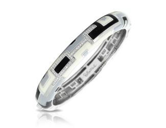 Belle Etoile Round Cubic Zirconia studded Art Deco Bangle - 925 SS-Medium size