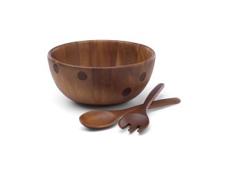 Deco Dot Salad Bowl w/ Servers