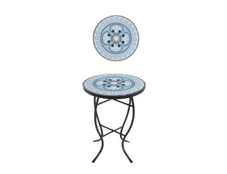 Mosaic Art Collection - Pansies Blue Accent Table - Light Blue