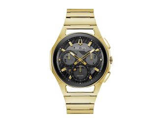 Men's CURV Chronograph Gold Bracelet and Black Dial Watch