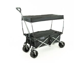 All-Terrain Deluxe Folding Wagon w/ Canopy & Cooler Rack Black