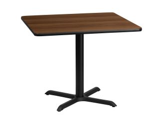 36" Square Walnut Laminate Table Top with 30" x 30" Table Height Base