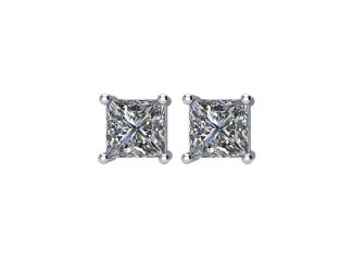 14K White Diamond Threaded Stud Earrings