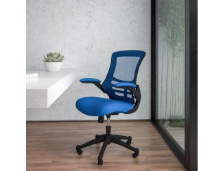 Mid-Back Blue Mesh Swivel Ergonomic Task Office Desk Chair with Flip-Up Arms