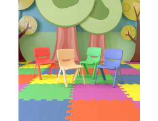4 Pack Plastic Stackable K-2 School Chair with 13.25"H Seat, Assorted Colors