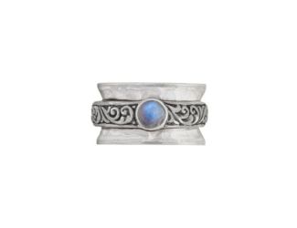 Sterling silver and moonstone spinner ring: Size 8