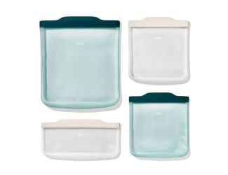 Good Grips 4pc Lunch Set Silicone Reusable Bags Oat & Lagoon