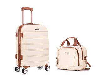 Melbourne 20" Expandable Upright Spinner & 14" Polyester Tote Bag - White