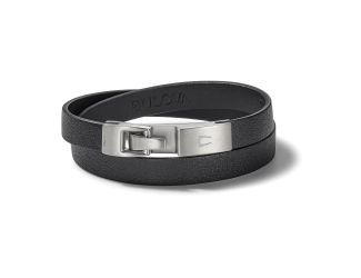 Double Wrap Bracelet Black Leather - Large
