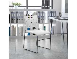 881 lb. Capacity White Sled Base Stack Chair with Carry Handle and Air-Vent Back