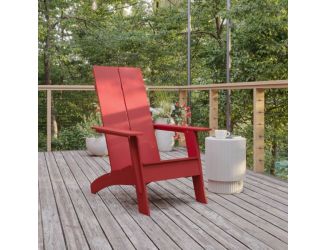 Red Modern Dual Slat Back Indoor/Outdoor Adirondack Style Patio Chair