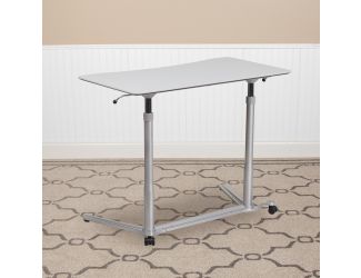 Sit/Stand Lt Gray Computer Desk with 37.375"W Top (Adj Range 29" - 40.75")